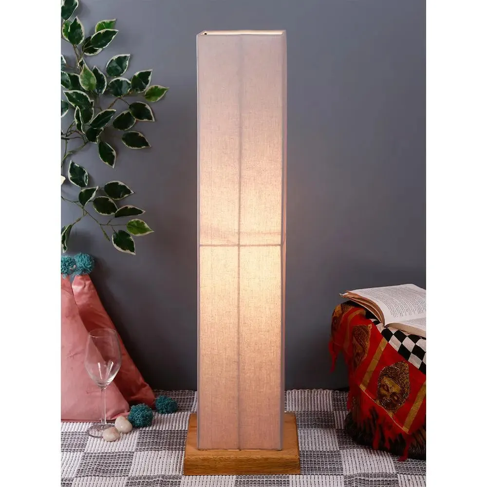 Elite Square Cotton Shade Floor Lamp with Sleek Wood Base Red