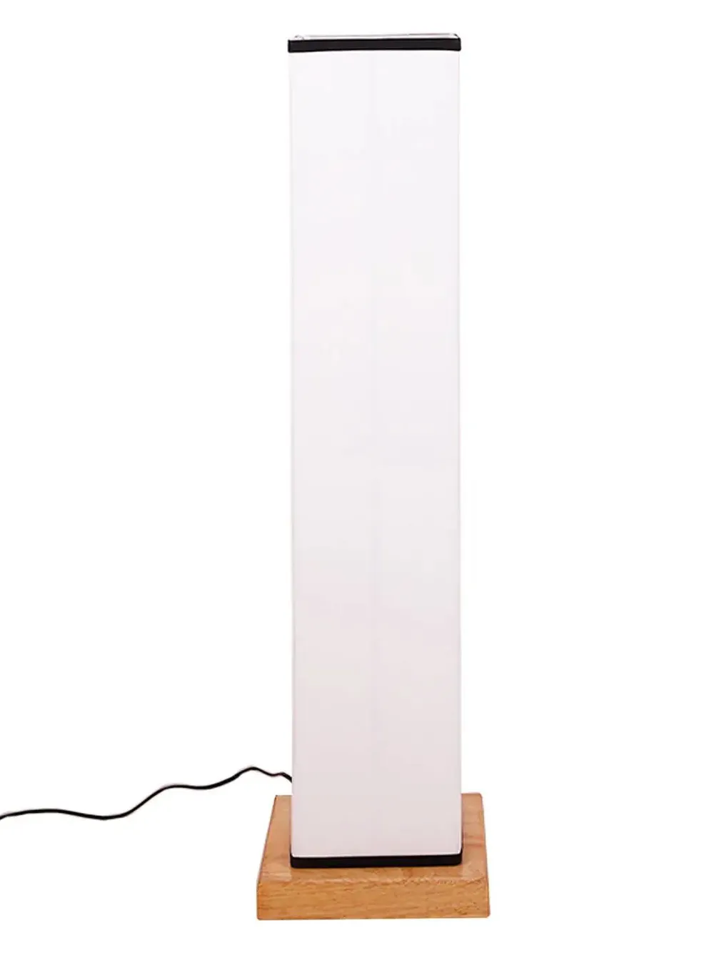 Elite Square Cotton Shade Floor Lamp with Sleek Wood Base Red