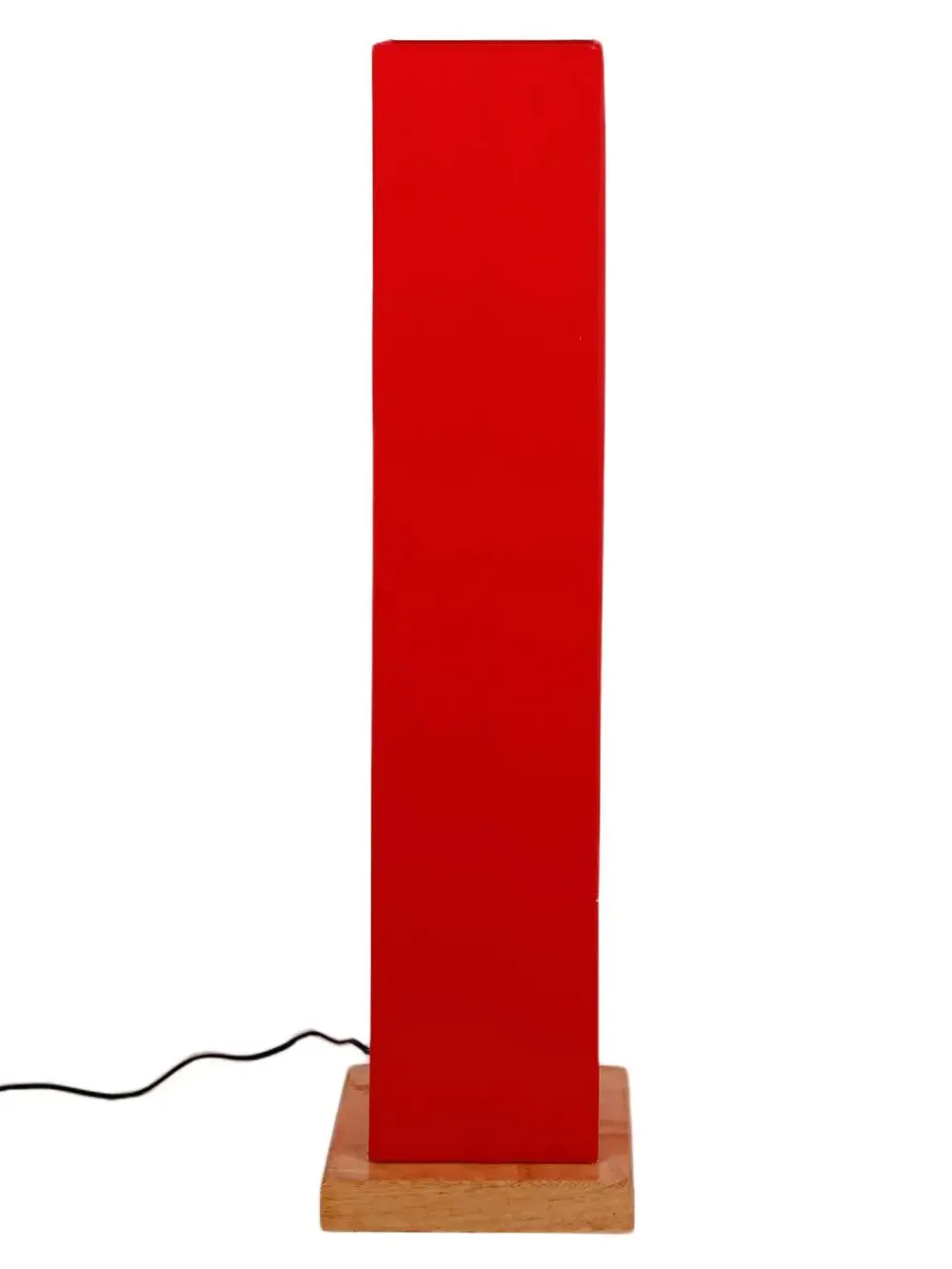 Elite Square Cotton Shade Floor Lamp with Sleek Wood Base Red