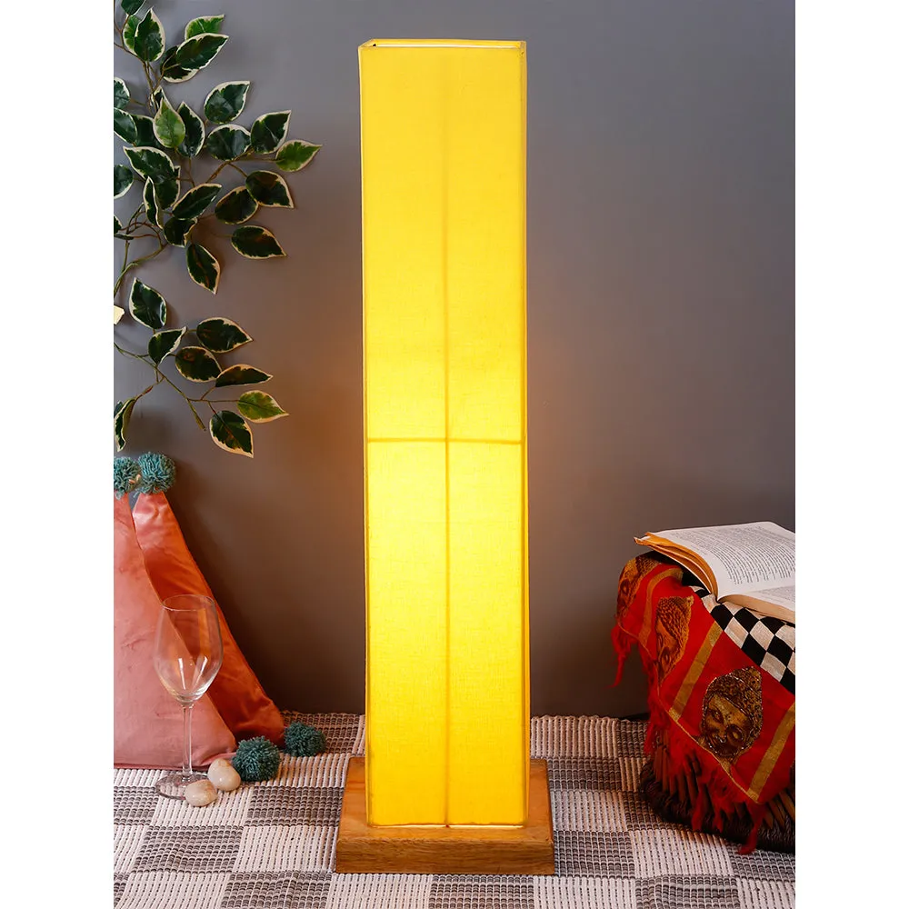 Elite Square Cotton Shade Floor Lamp with Sleek Wood Base Red