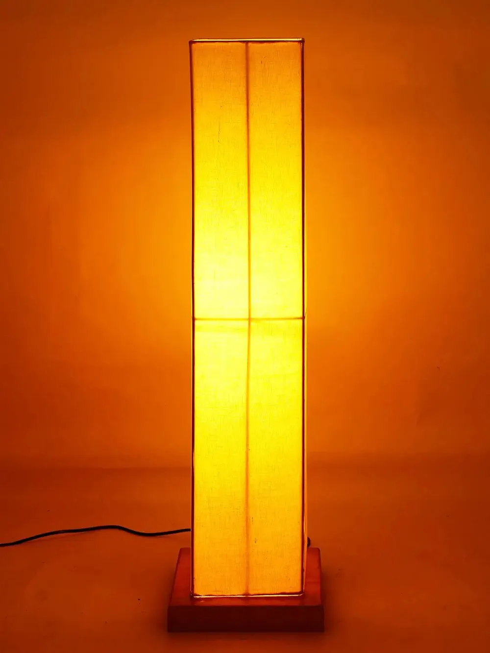 Elite Square Cotton Shade Floor Lamp with Sleek Wood Base Red