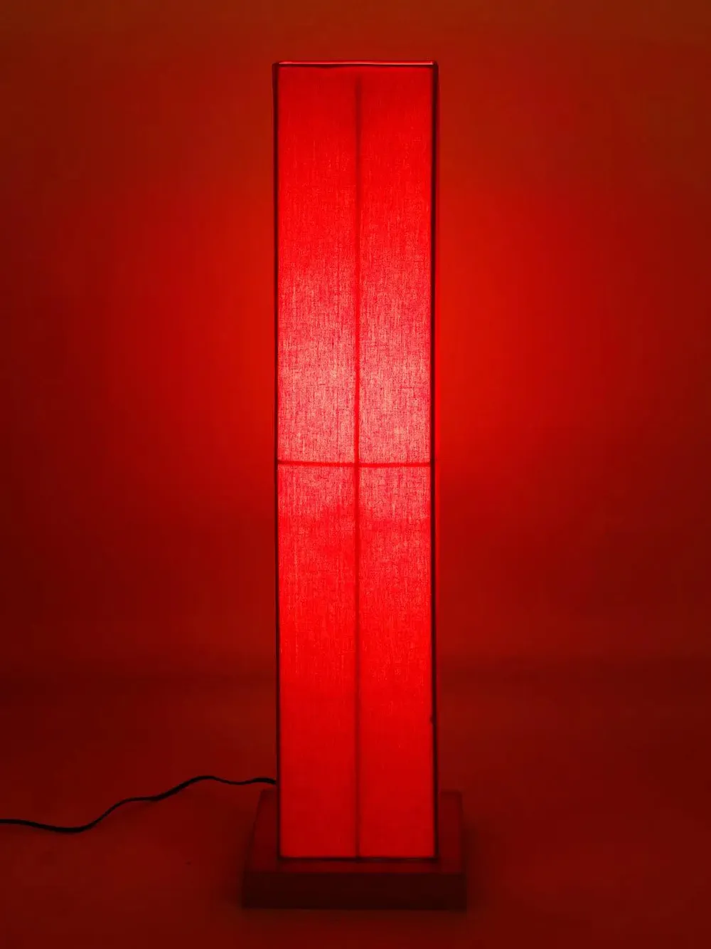 Elite Square Cotton Shade Floor Lamp with Sleek Wood Base Red