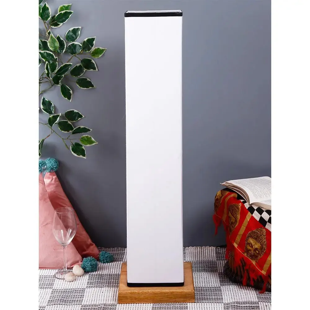 Elite Square Cotton Shade Floor Lamp with Sleek Wood Base Red