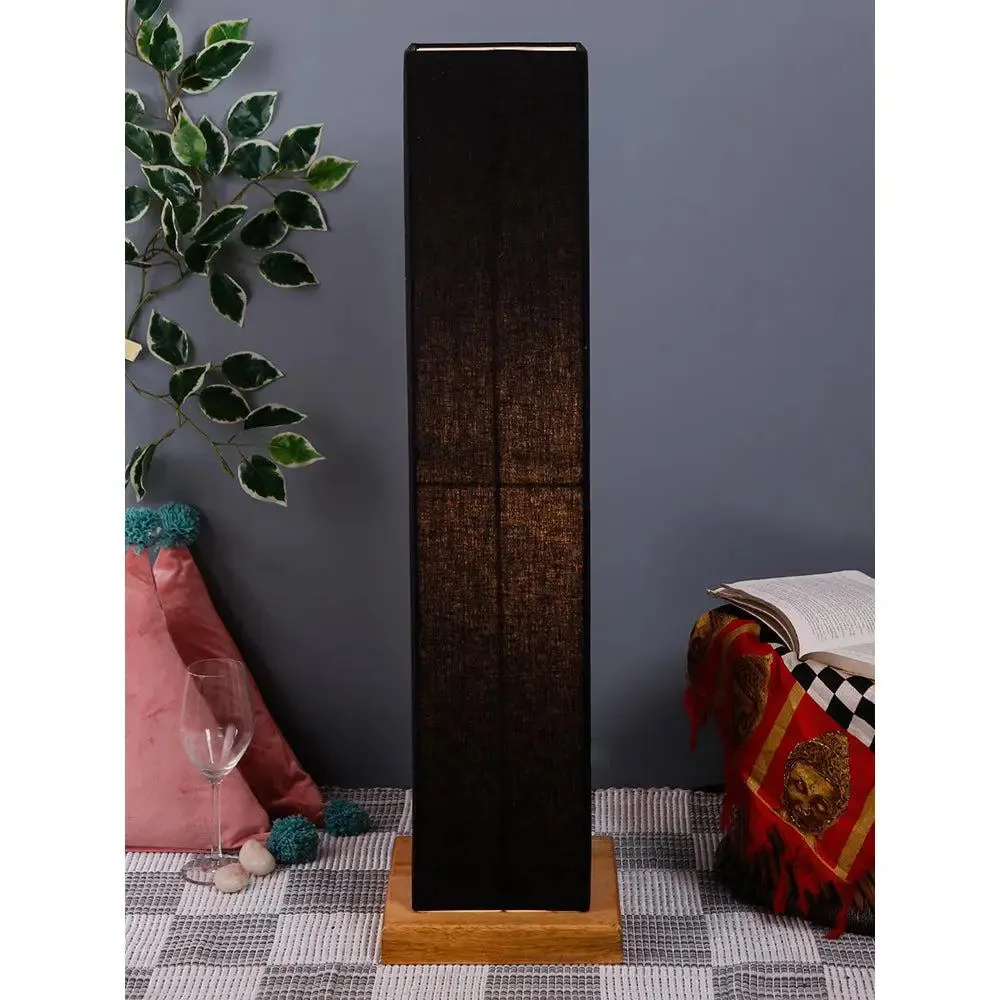 Elite Square Cotton Shade Floor Lamp with Sleek Wood Base Red