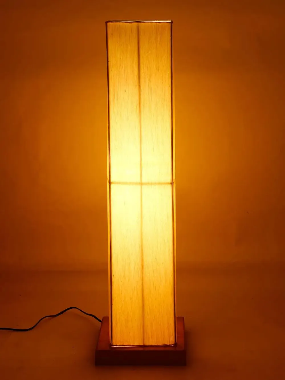 Elite Square Cotton Shade Floor Lamp with Sleek Wood Base Red