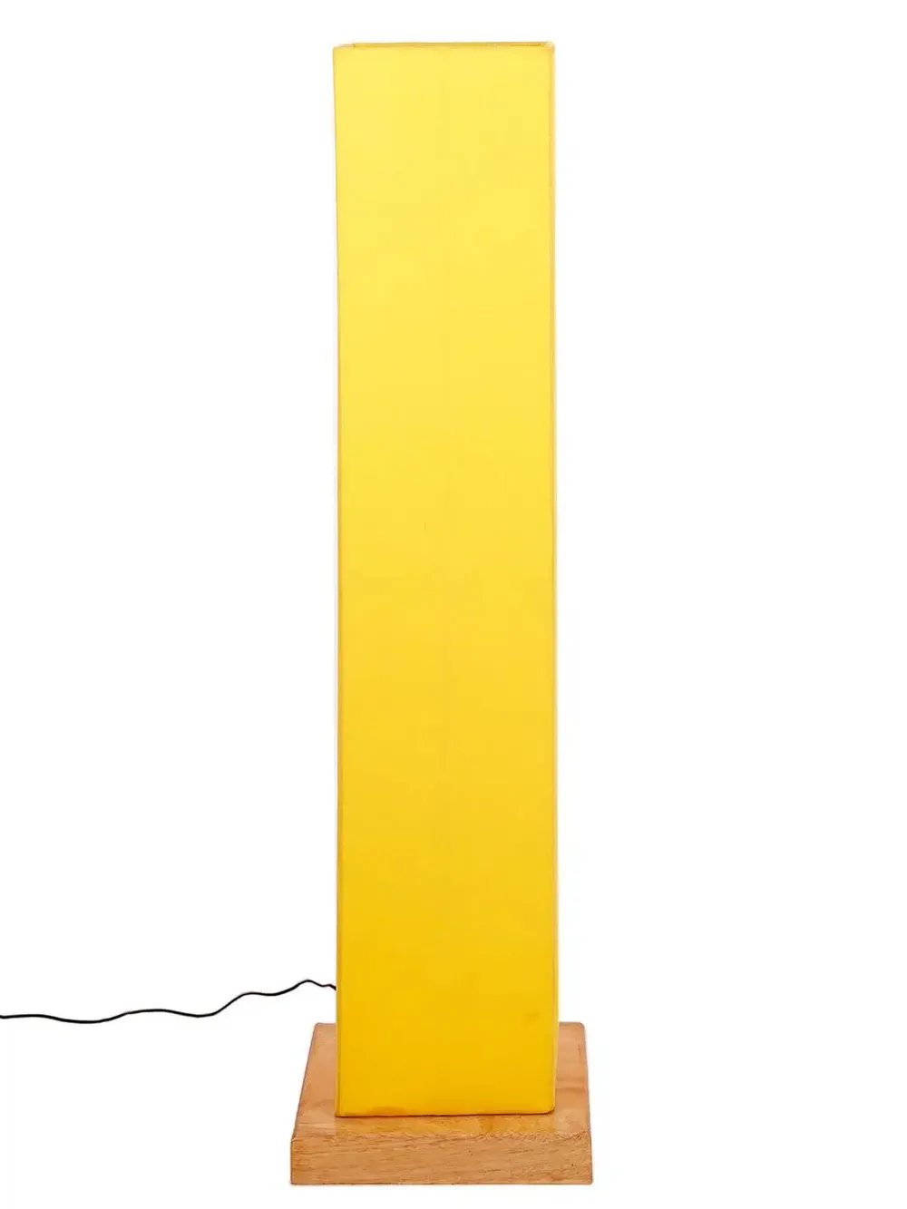 Elite Square Cotton Shade Floor Lamp with Sleek Wood Base Red