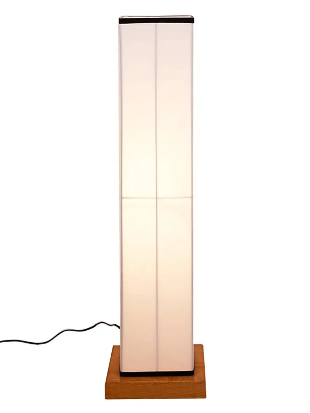 Elite Square Cotton Shade Floor Lamp with Sleek Wood Base Red