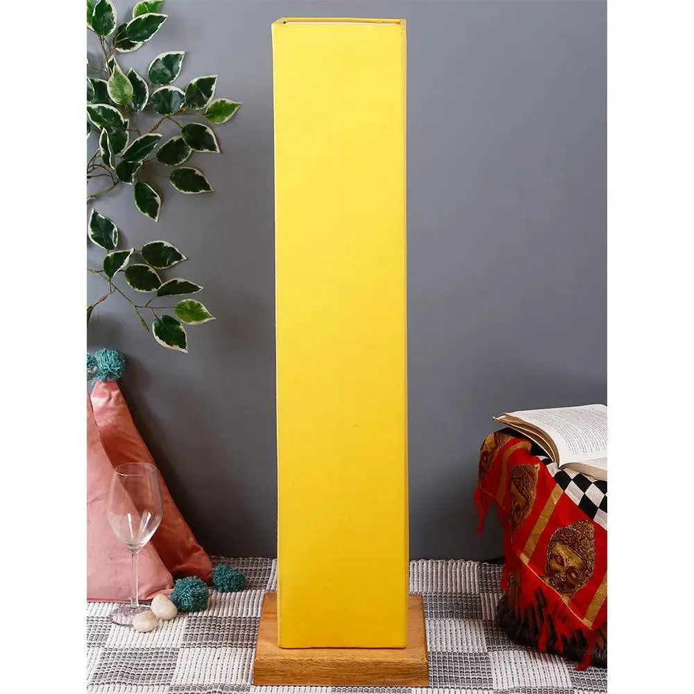 Elite Square Cotton Shade Floor Lamp with Sleek Wood Base Red