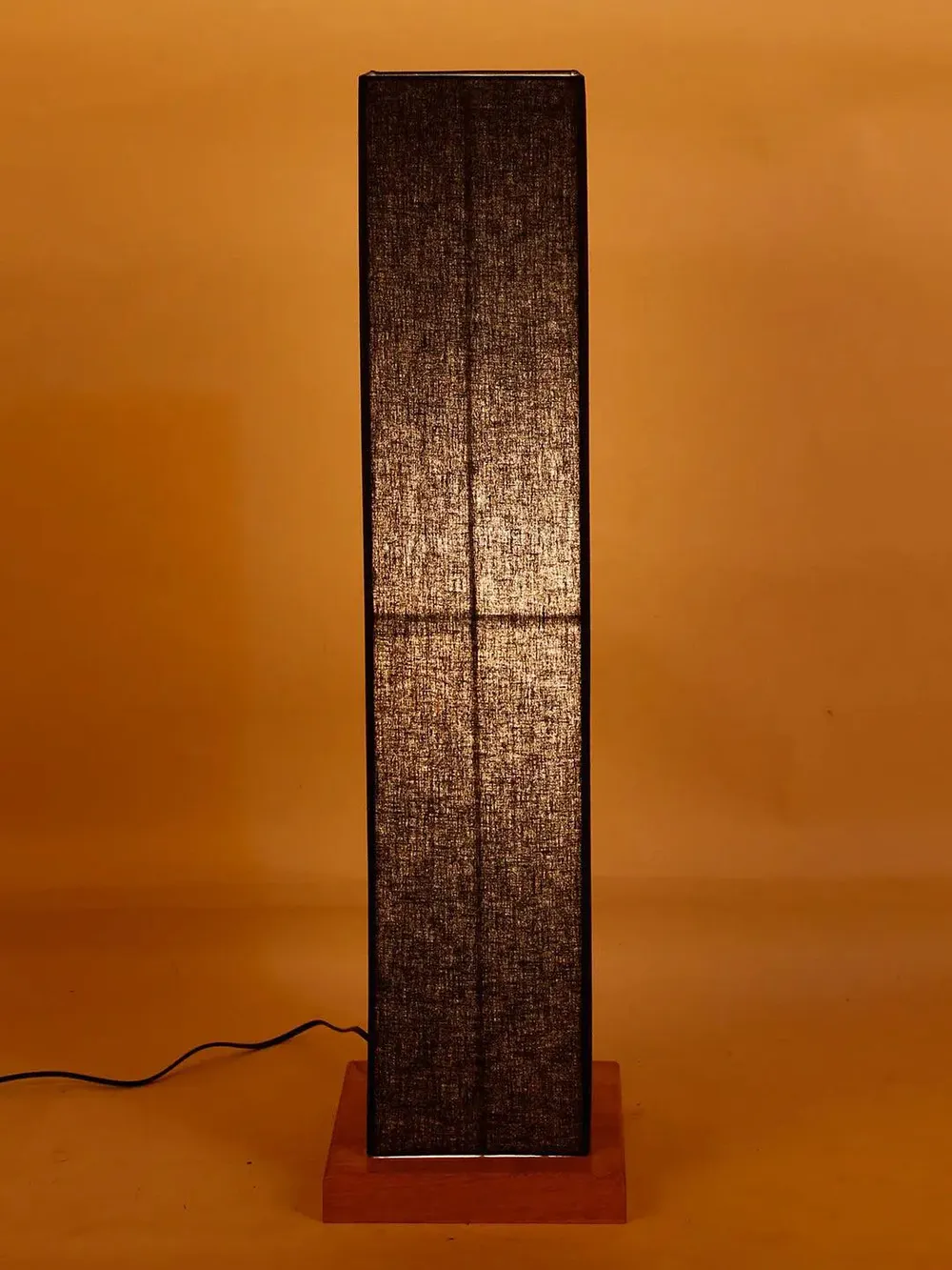 Elite Square Cotton Shade Floor Lamp with Sleek Wood Base Red