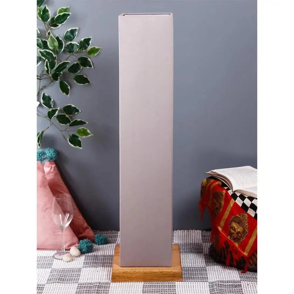 Elite Square Cotton Shade Floor Lamp with Sleek Wood Base Red