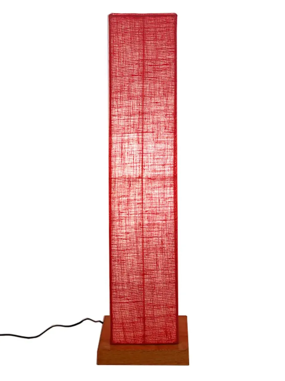 Elite Square Jute Shade Floor Lamp with Sleek Wood Base Pink