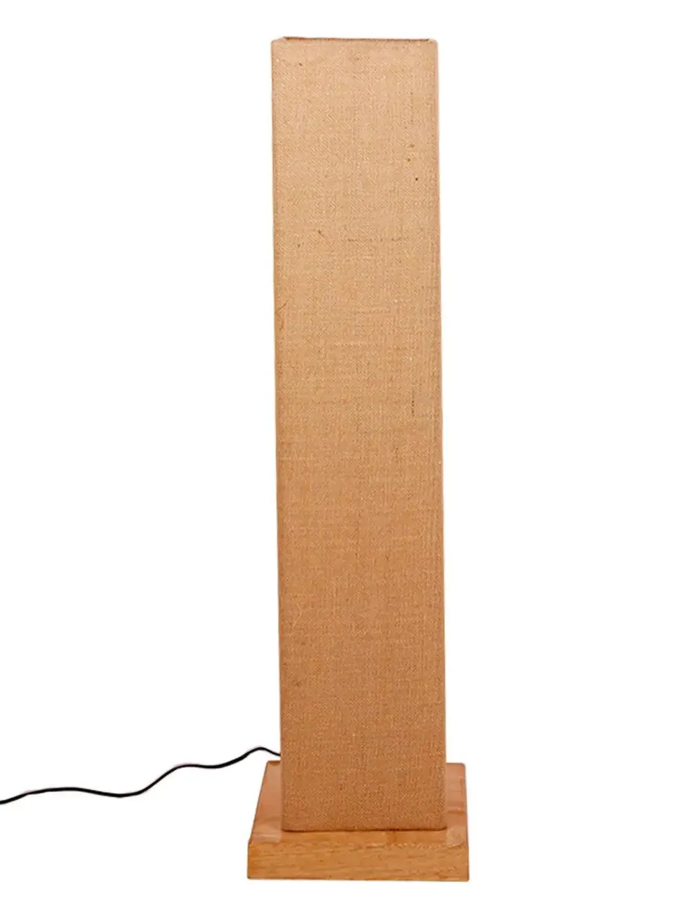 Elite Square Jute Shade Floor Lamp with Sleek Wood Base Pink