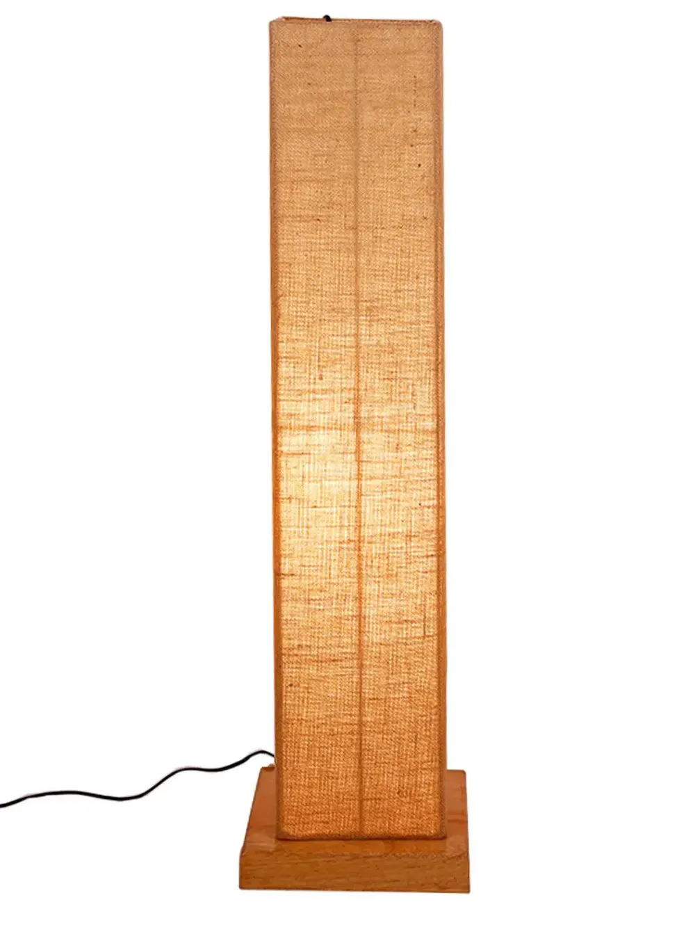 Elite Square Jute Shade Floor Lamp with Sleek Wood Base Pink