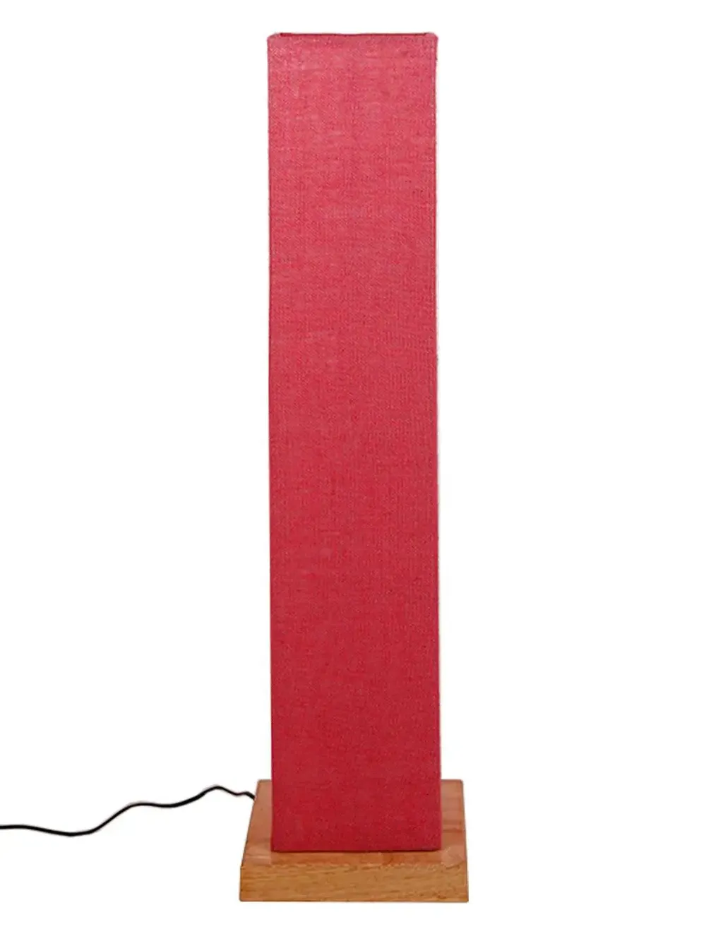 Elite Square Jute Shade Floor Lamp with Sleek Wood Base Pink