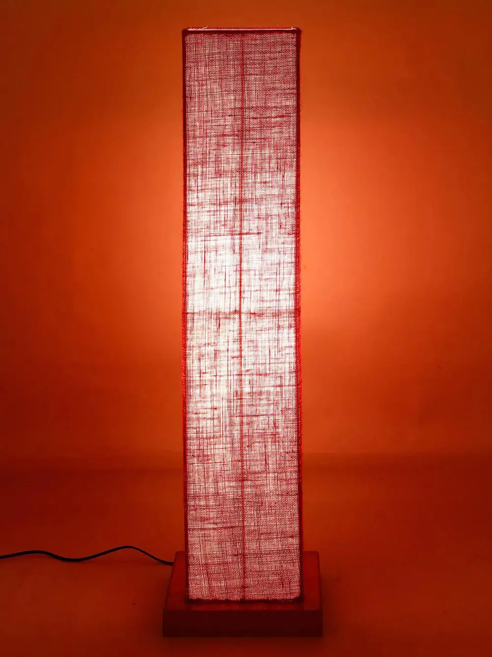 Elite Square Jute Shade Floor Lamp with Sleek Wood Base Pink