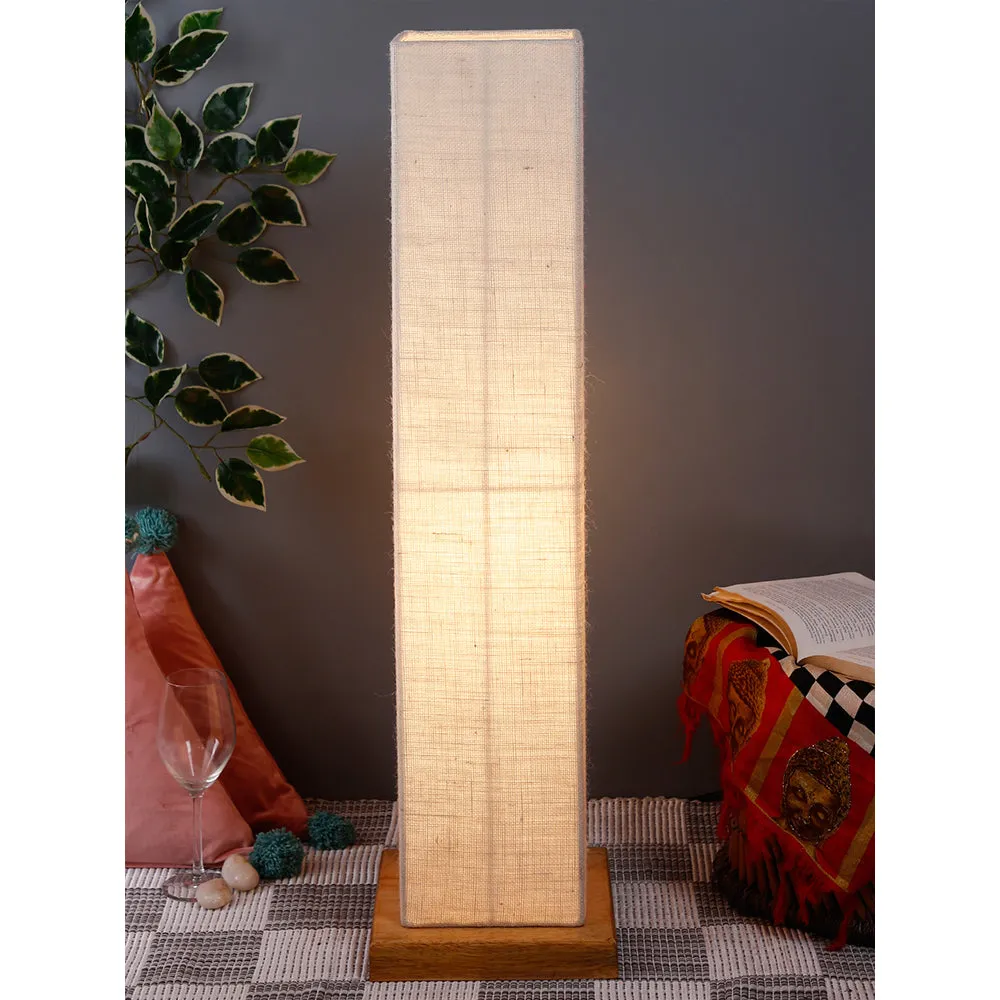 Elite Square Jute Shade Floor Lamp with Sleek Wood Base Pink