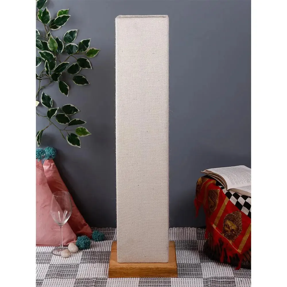 Elite Square Jute Shade Floor Lamp with Sleek Wood Base Pink