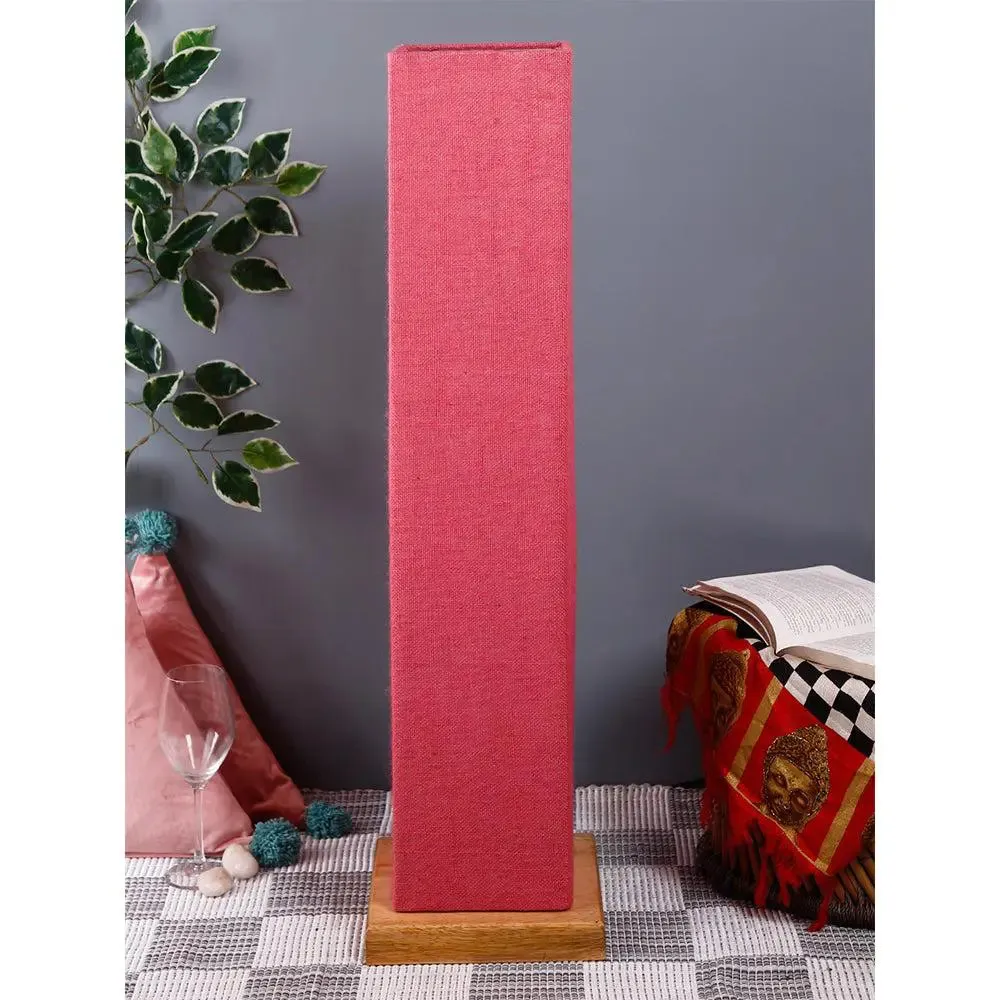 Elite Square Jute Shade Floor Lamp with Sleek Wood Base Pink