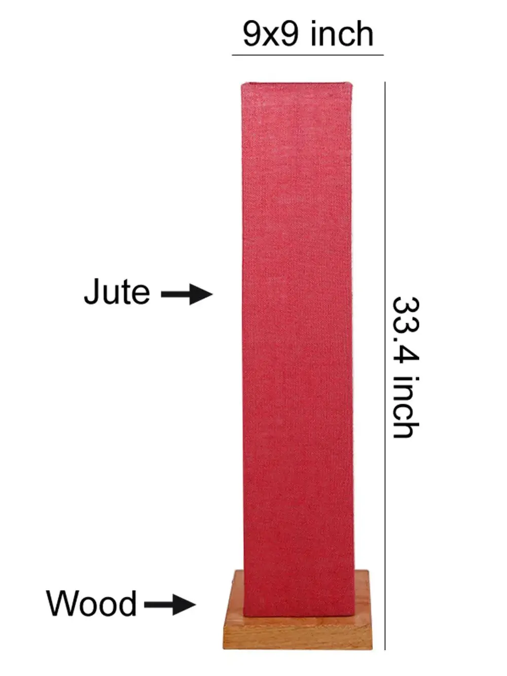 Elite Square Jute Shade Floor Lamp with Sleek Wood Base Pink