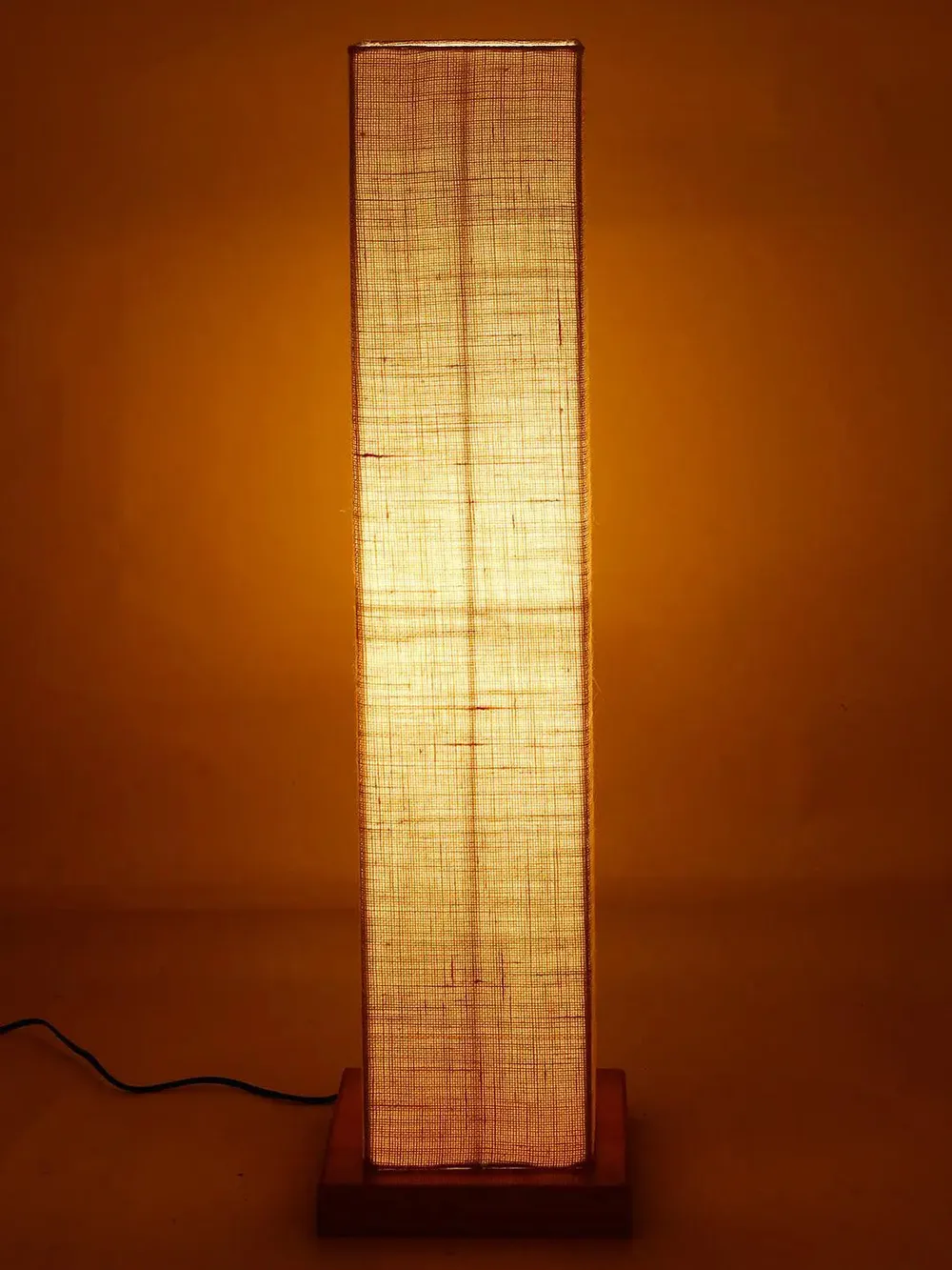 Elite Square Jute Shade Floor Lamp with Sleek Wood Base Pink