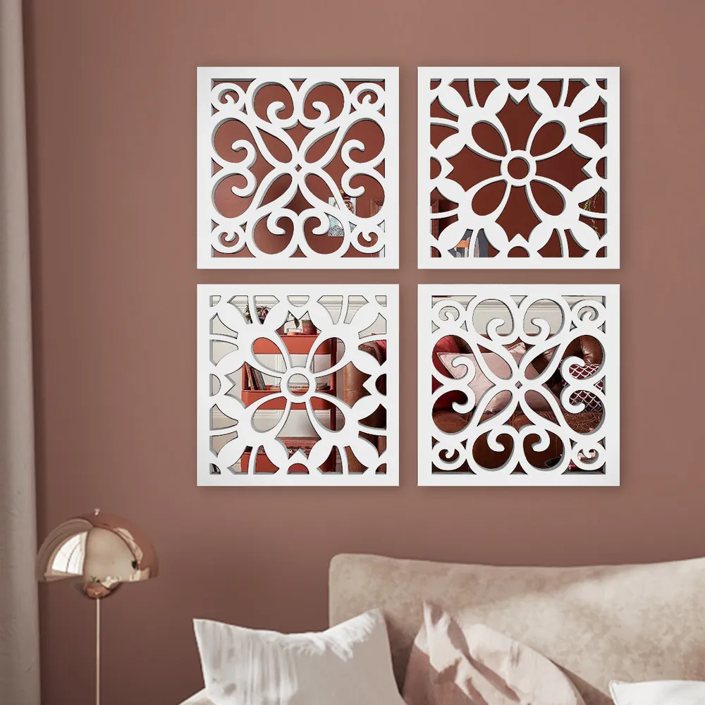 Elite White Morocaan Mirror Wall Art- Set of 4