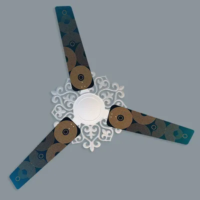 Elitefusion Blue Abstract Disc Printed Ceiling Fan - WallMantra