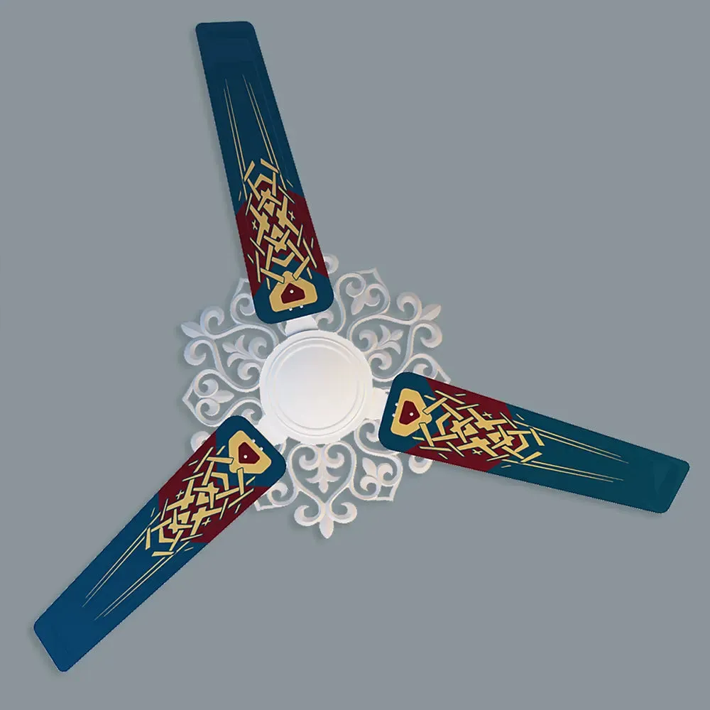 Elitefusion Blue Abstract Printed Ceiling Fan