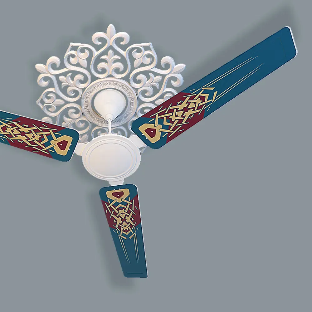 Elitefusion Blue Abstract Printed Ceiling Fan