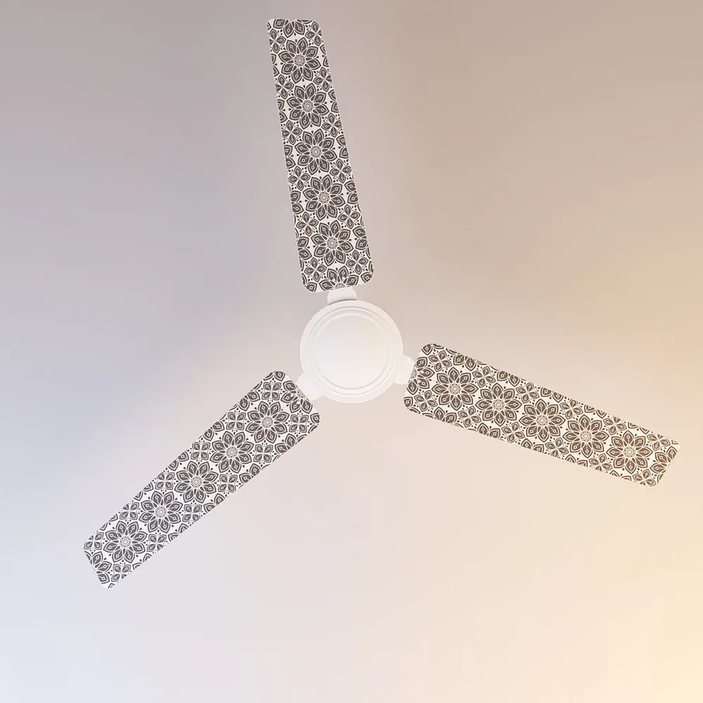 Elitefusion Grey Mirrored Floral Printed Ceiling Fan
