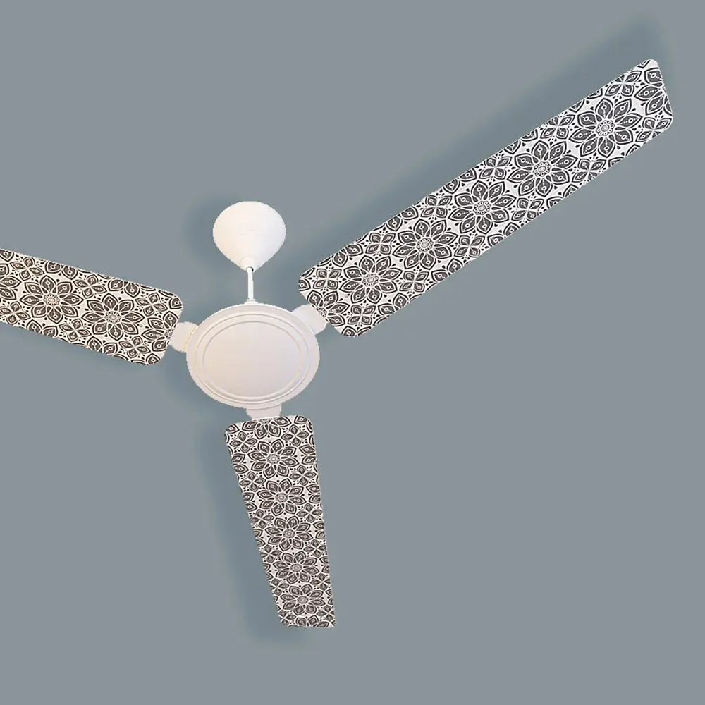 Elitefusion Grey Mirrored Floral Printed Ceiling Fan