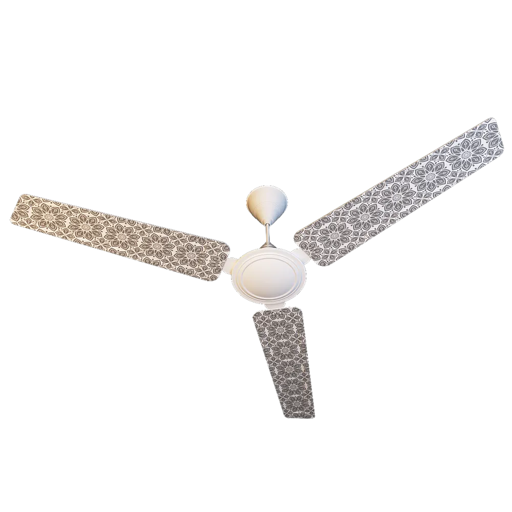 Elitefusion Grey Mirrored Floral Printed Ceiling Fan