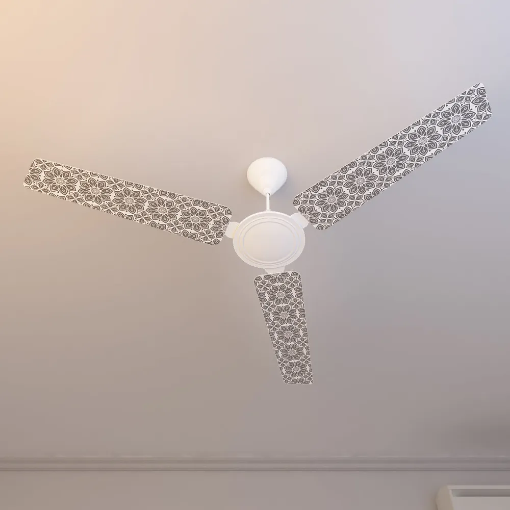Elitefusion Grey Mirrored Floral Printed Ceiling Fan