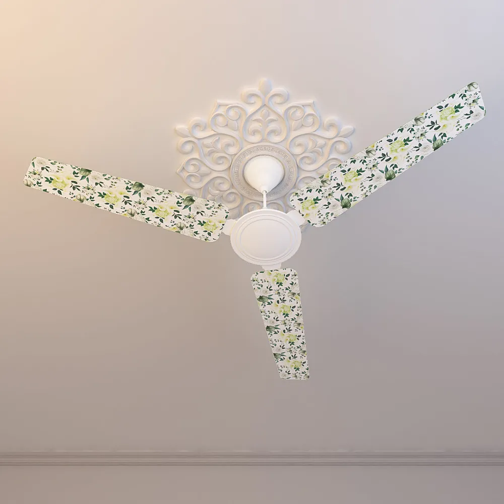 Elitefusion Lemon Green Roses Printed Ceiling Fan