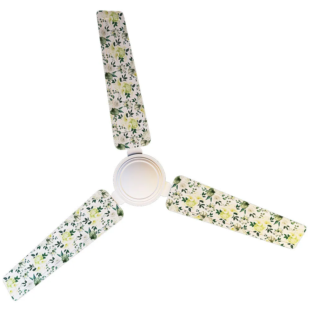 Elitefusion Lemon Green Roses Printed Ceiling Fan