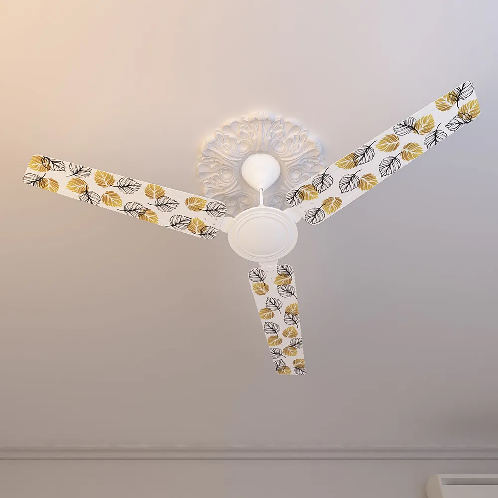 Elitefusion Mustard Autumn Leaves Printed Ceiling Fan
