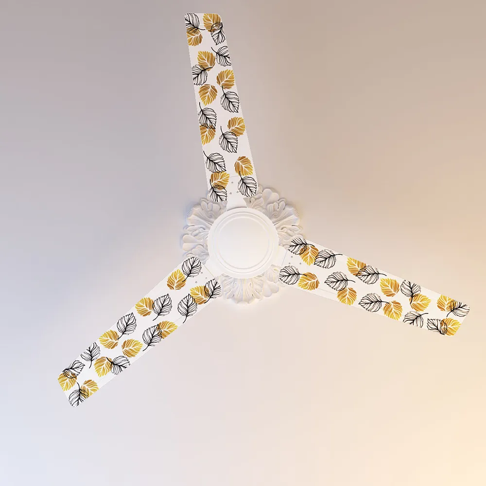 Elitefusion Mustard Autumn Leaves Printed Ceiling Fan