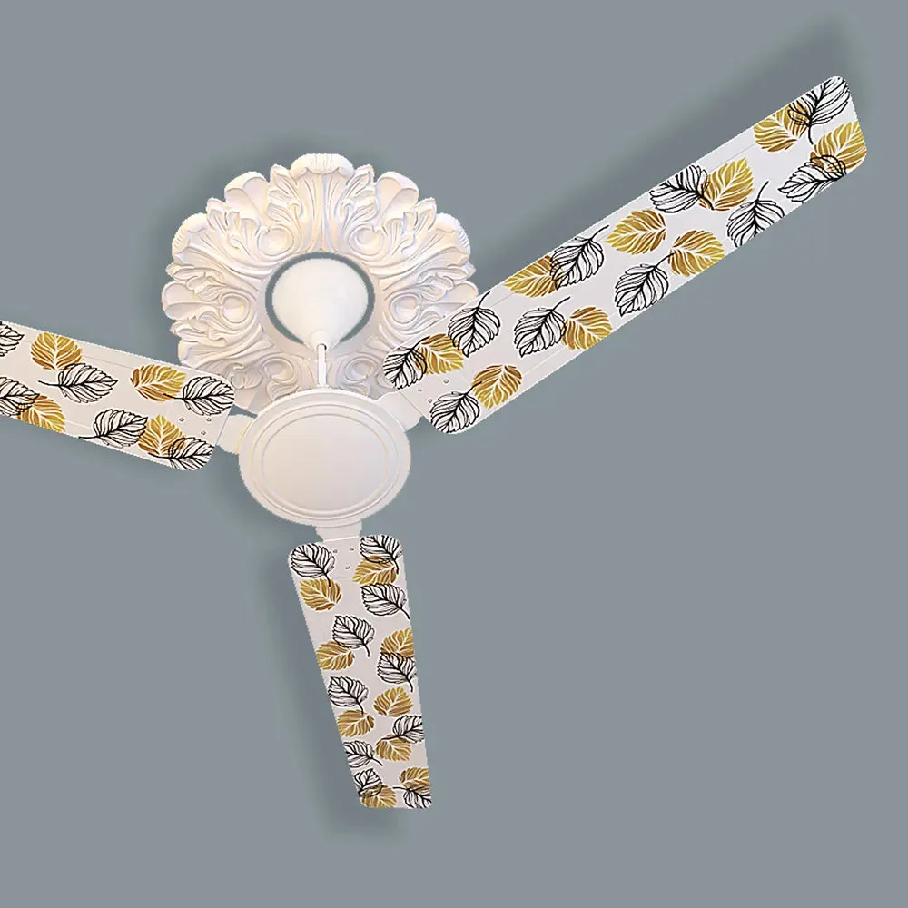 Elitefusion Mustard Autumn Leaves Printed Ceiling Fan