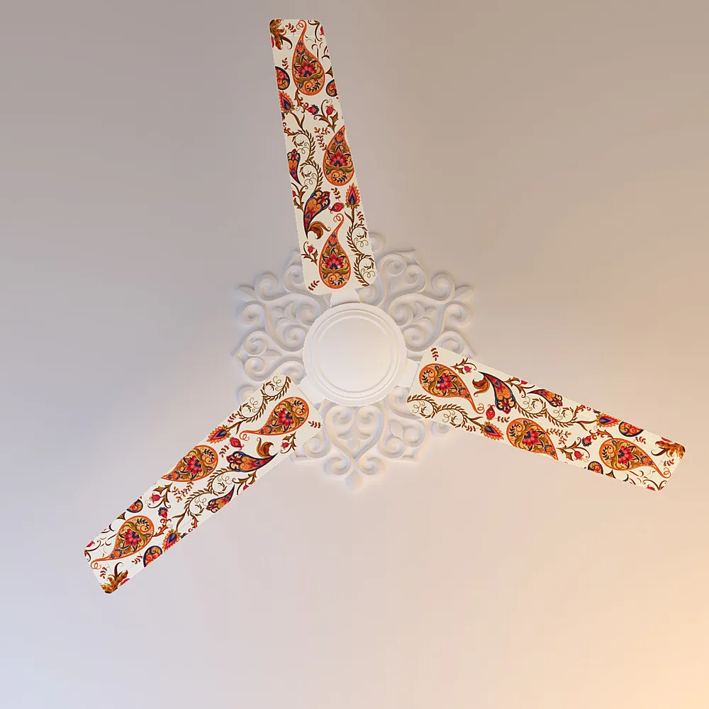 Elitefusion Mustard Paisley Printed Ceiling Fan