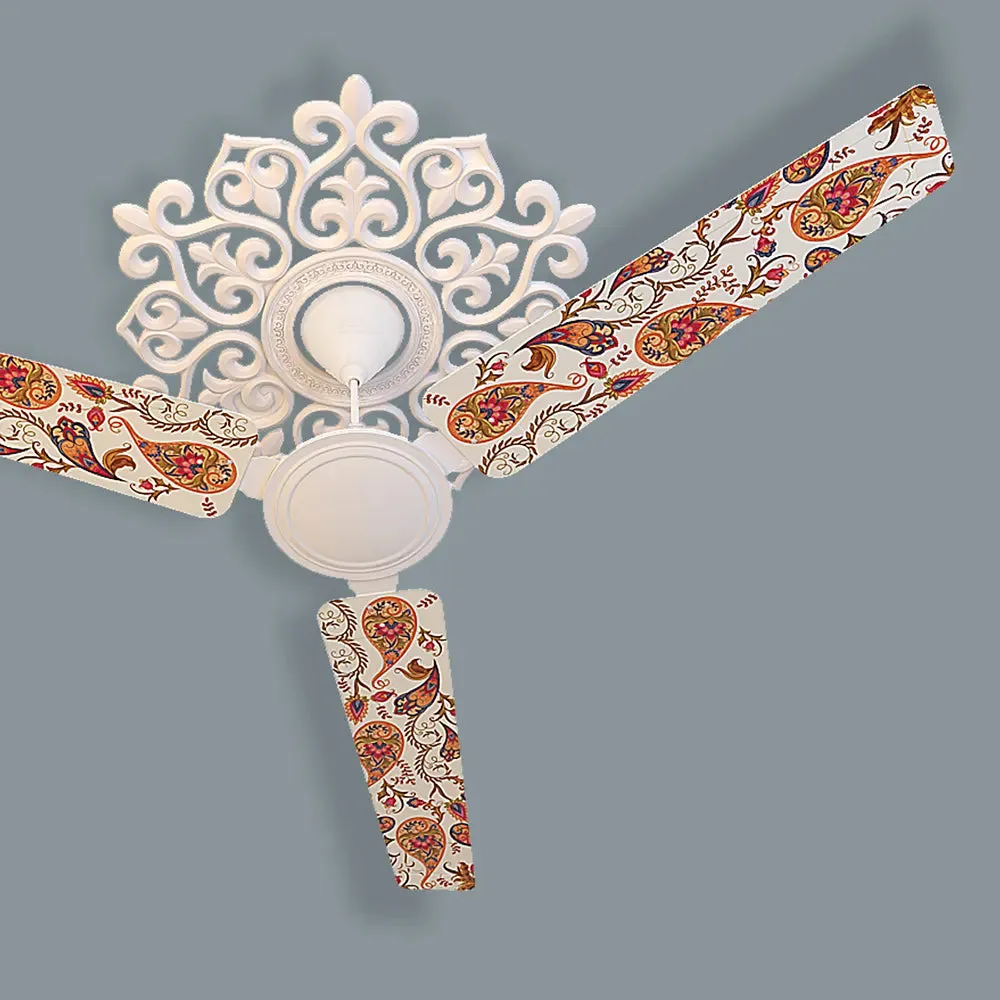Elitefusion Mustard Paisley Printed Ceiling Fan