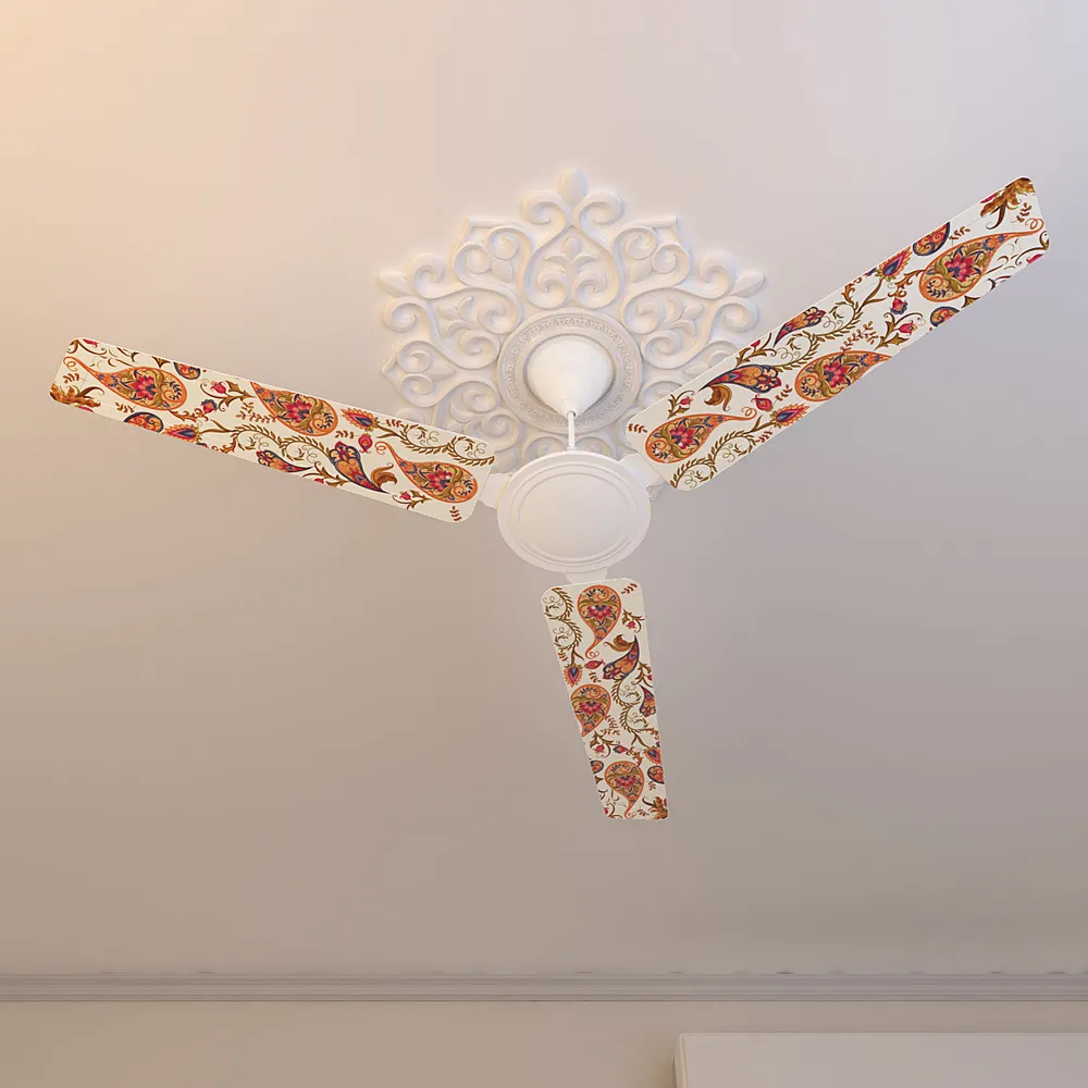 Elitefusion Mustard Paisley Printed Ceiling Fan