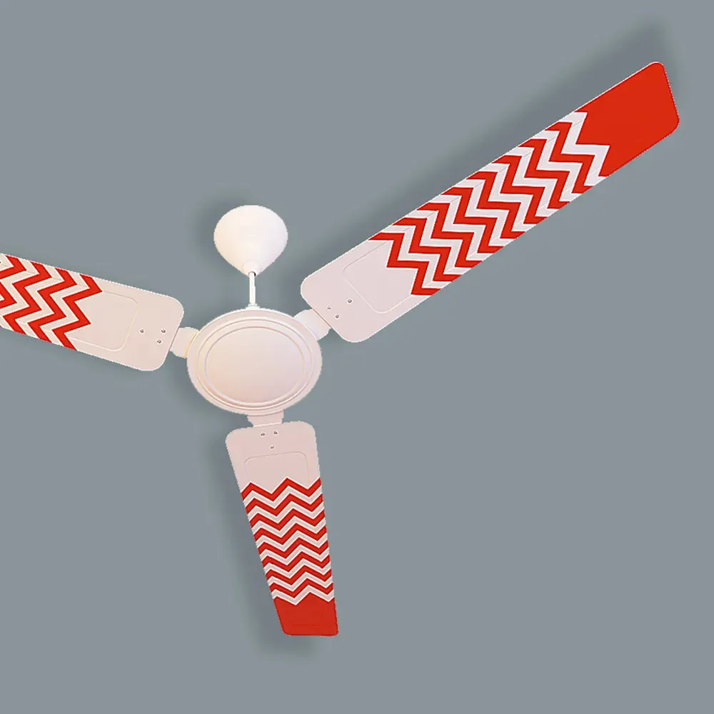 Elitefusion Orange Chevron Printed Ceiling Fan