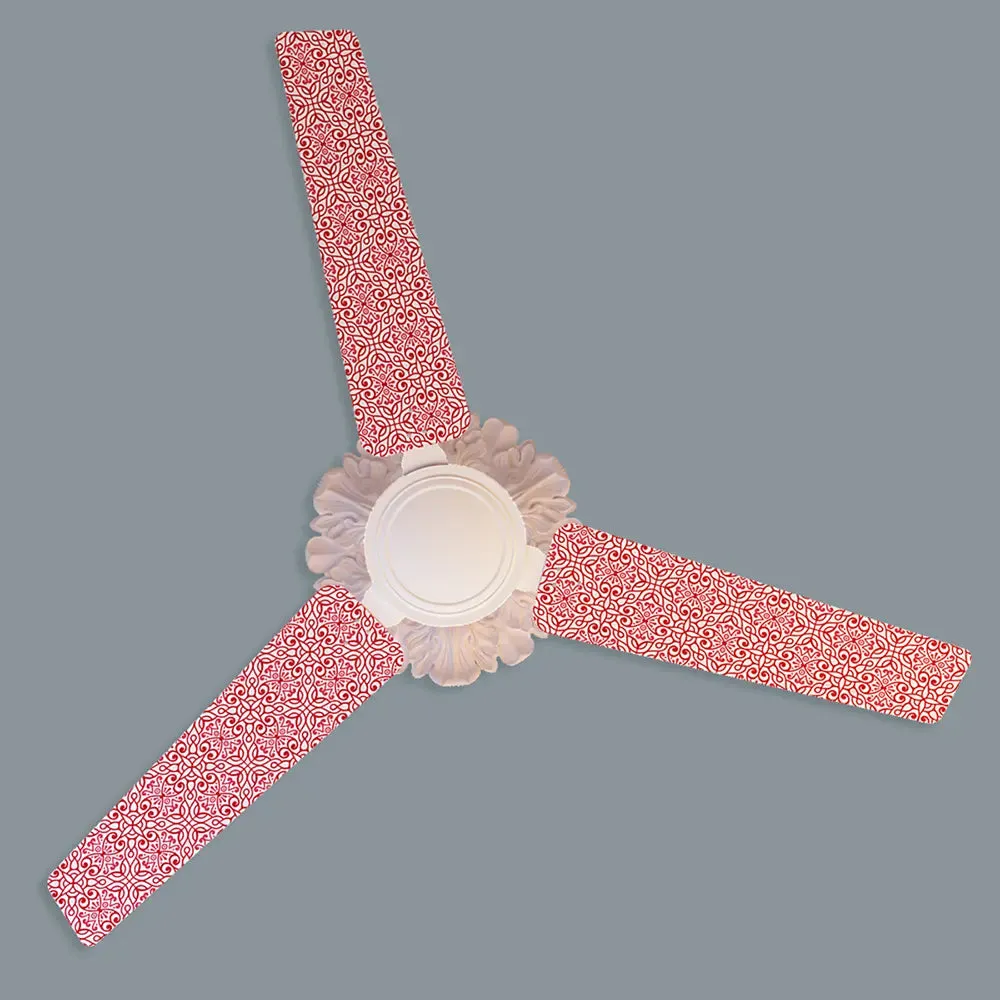 Elitefusion Pink Kolam Printed Ceiling Fan
