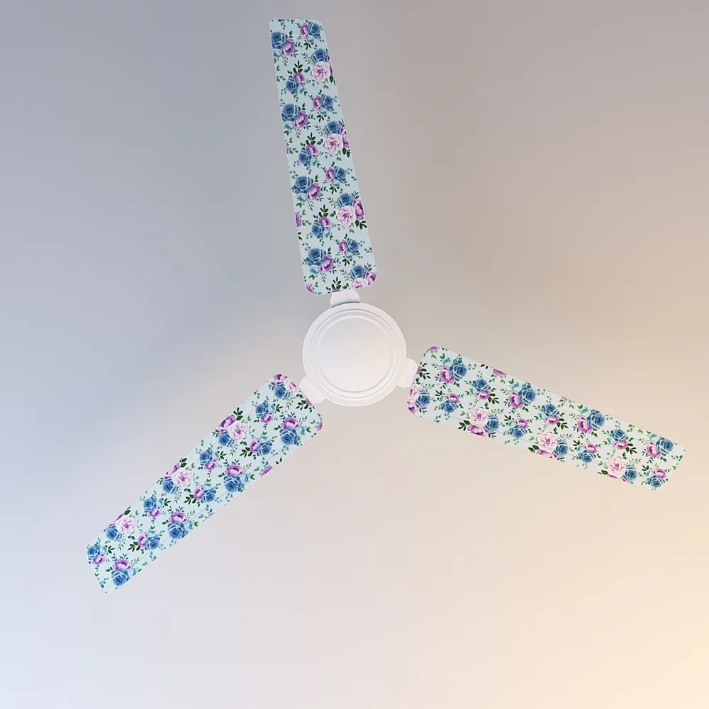 Elitefusion Purple & Blue Roses Printed Ceiling Fan