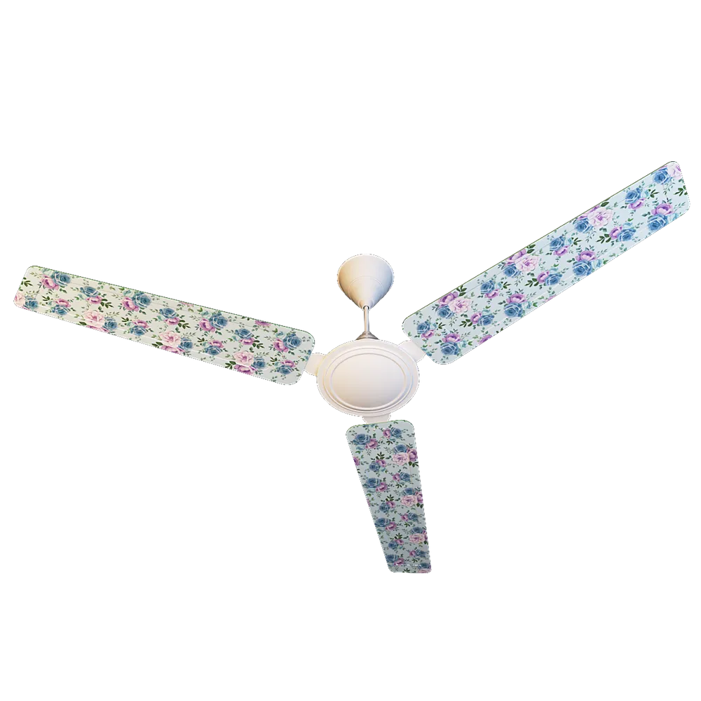 Elitefusion Purple & Blue Roses Printed Ceiling Fan