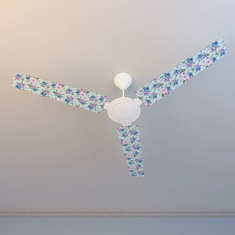 Elitefusion Purple & Blue Roses Printed Ceiling Fan