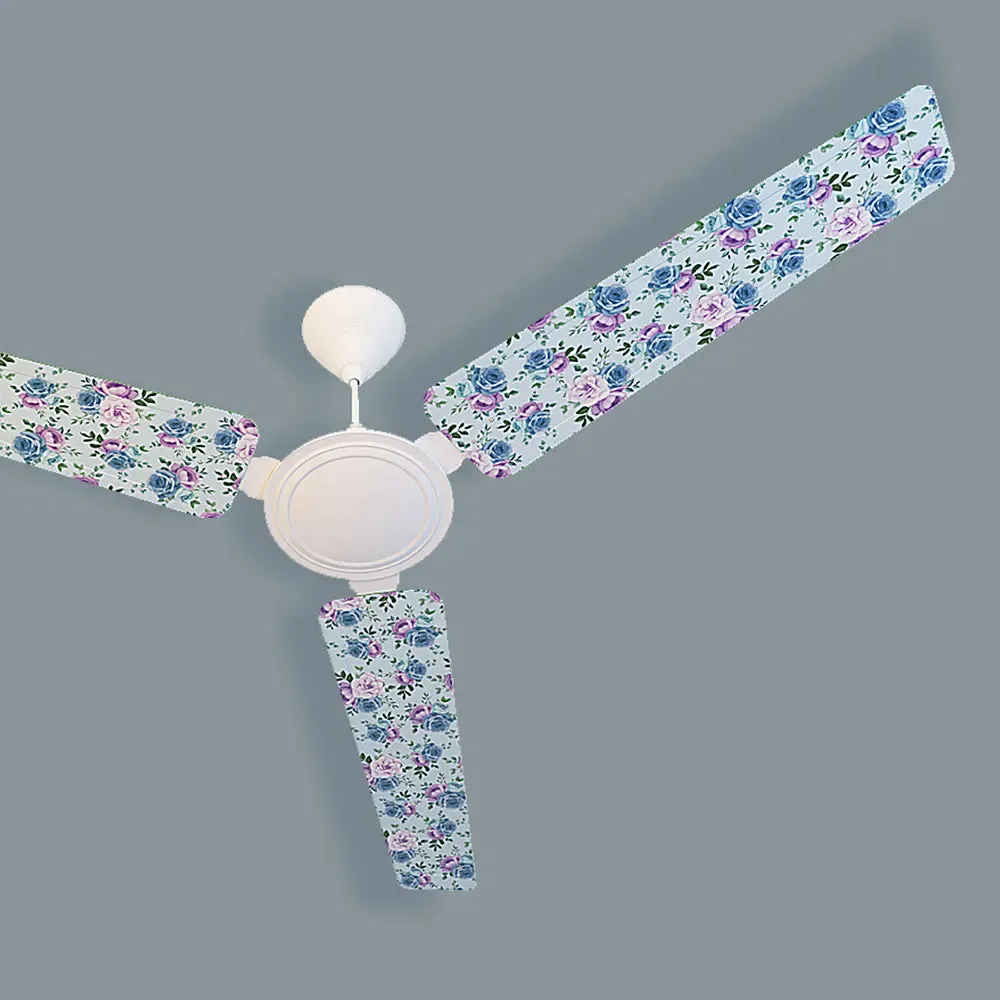 Elitefusion Purple & Blue Roses Printed Ceiling Fan
