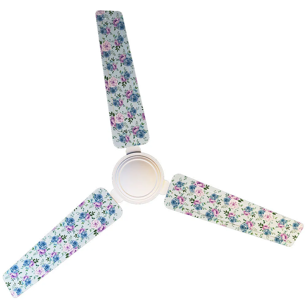 Elitefusion Purple & Blue Roses Printed Ceiling Fan