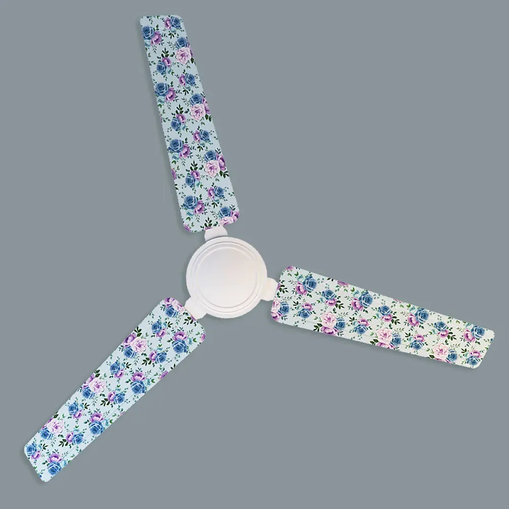 Elitefusion Purple & Blue Roses Printed Ceiling Fan
