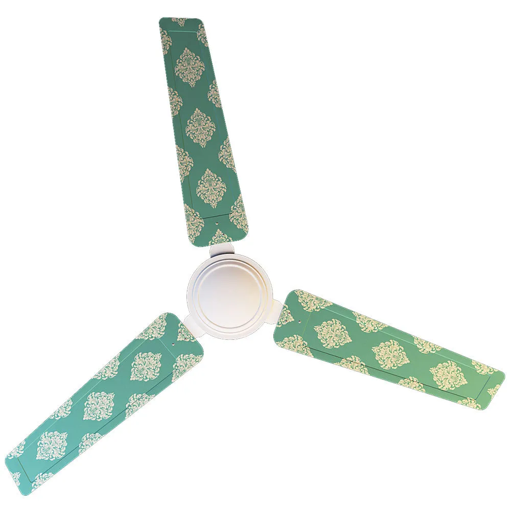 Elitefusion Sea Green Damask Printed Ceiling Fan