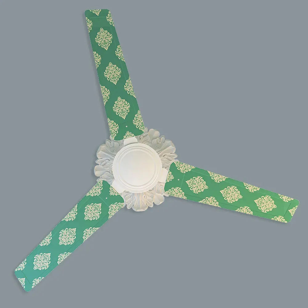 Elitefusion Sea Green Damask Printed Ceiling Fan